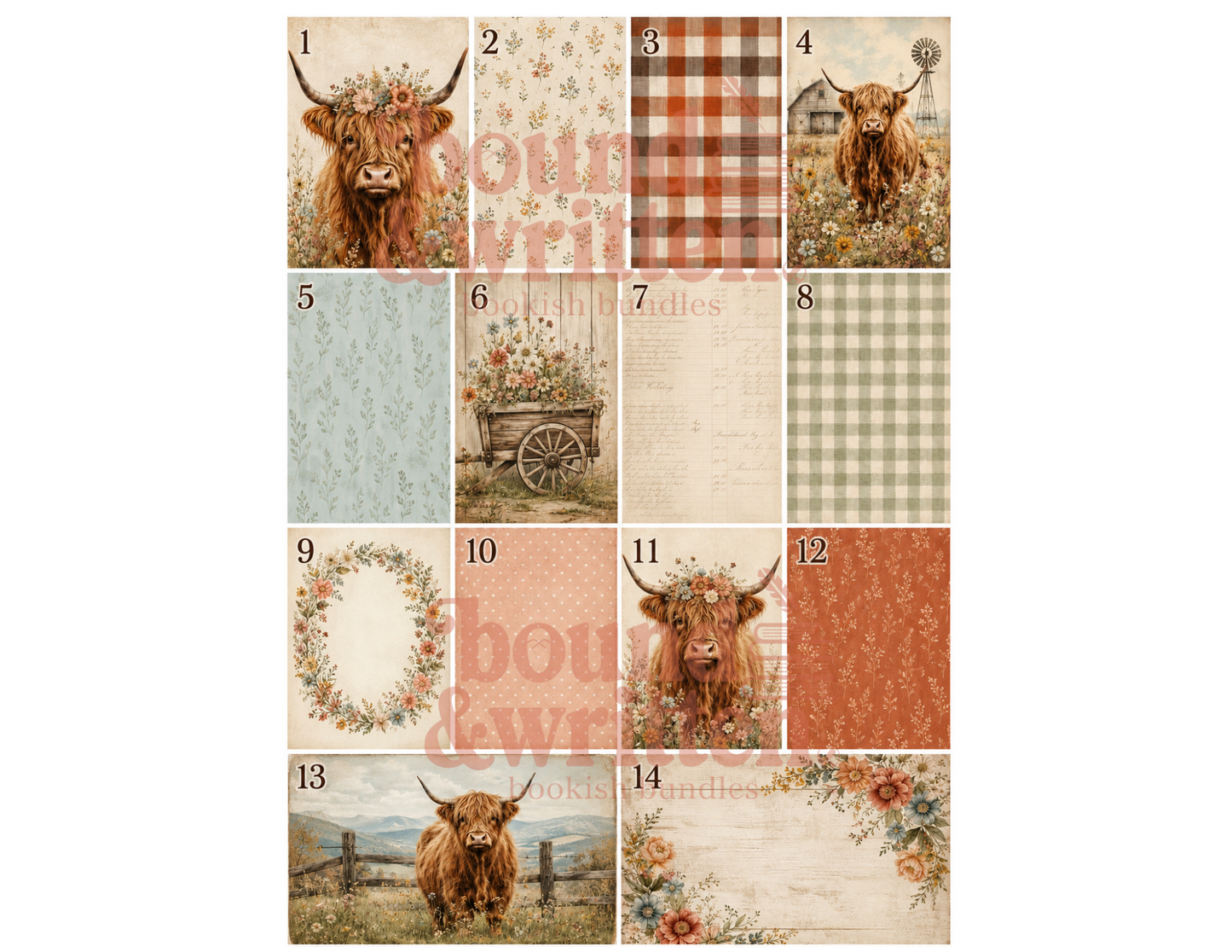 Highland Cow Themed Paper Pack