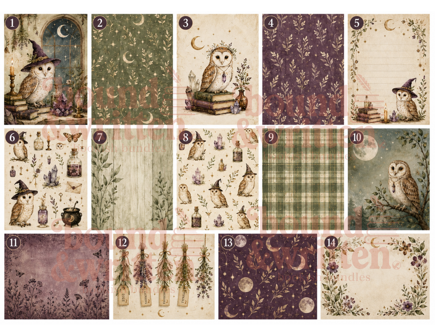Moss, Magic and Midnight Owls Themed Paper Pack