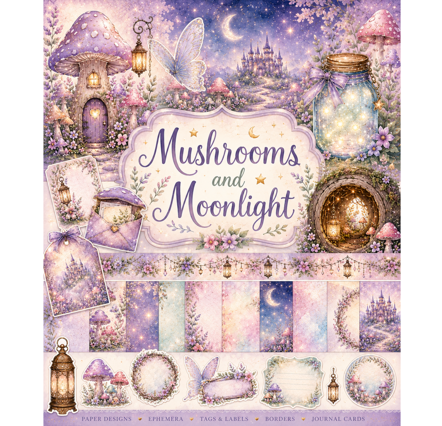 Mushrooms and Moonlight Themed Paper Pack