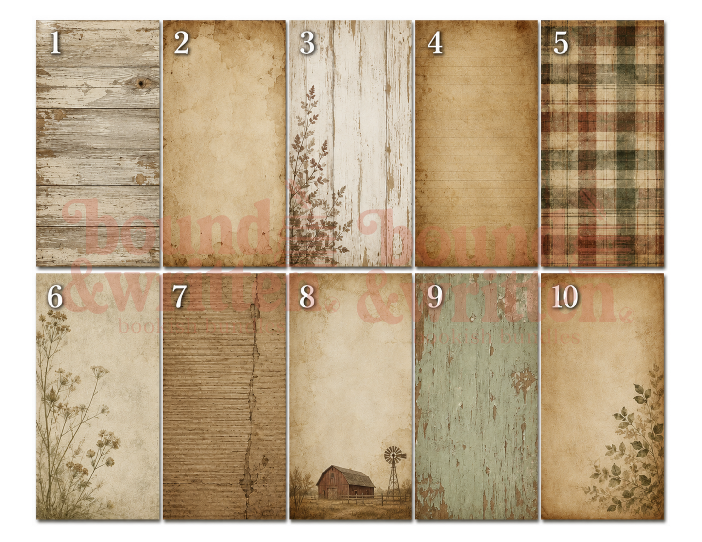 Adhesive Background Papers- Rustic