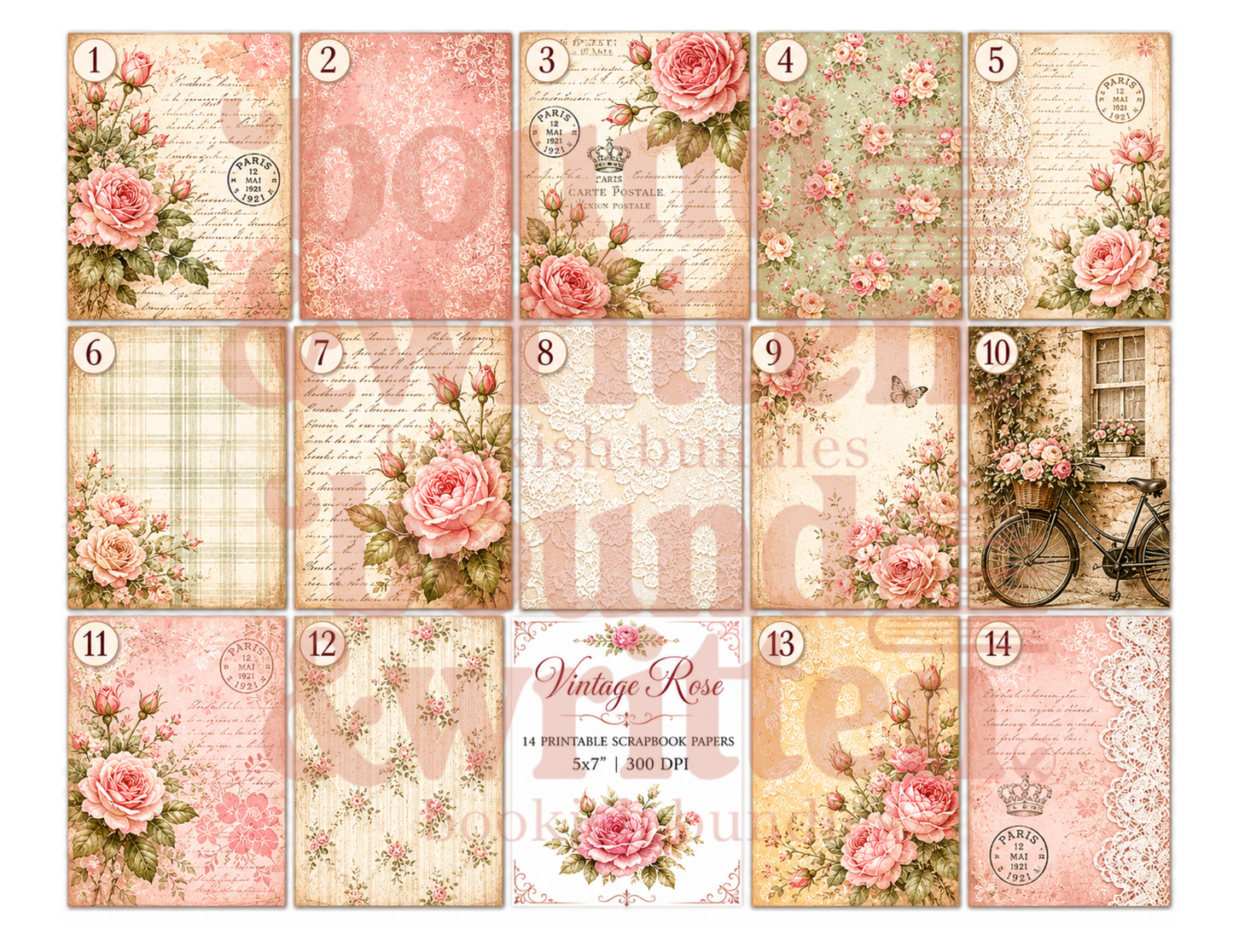 Vintage Rose Themed Paper Pack
