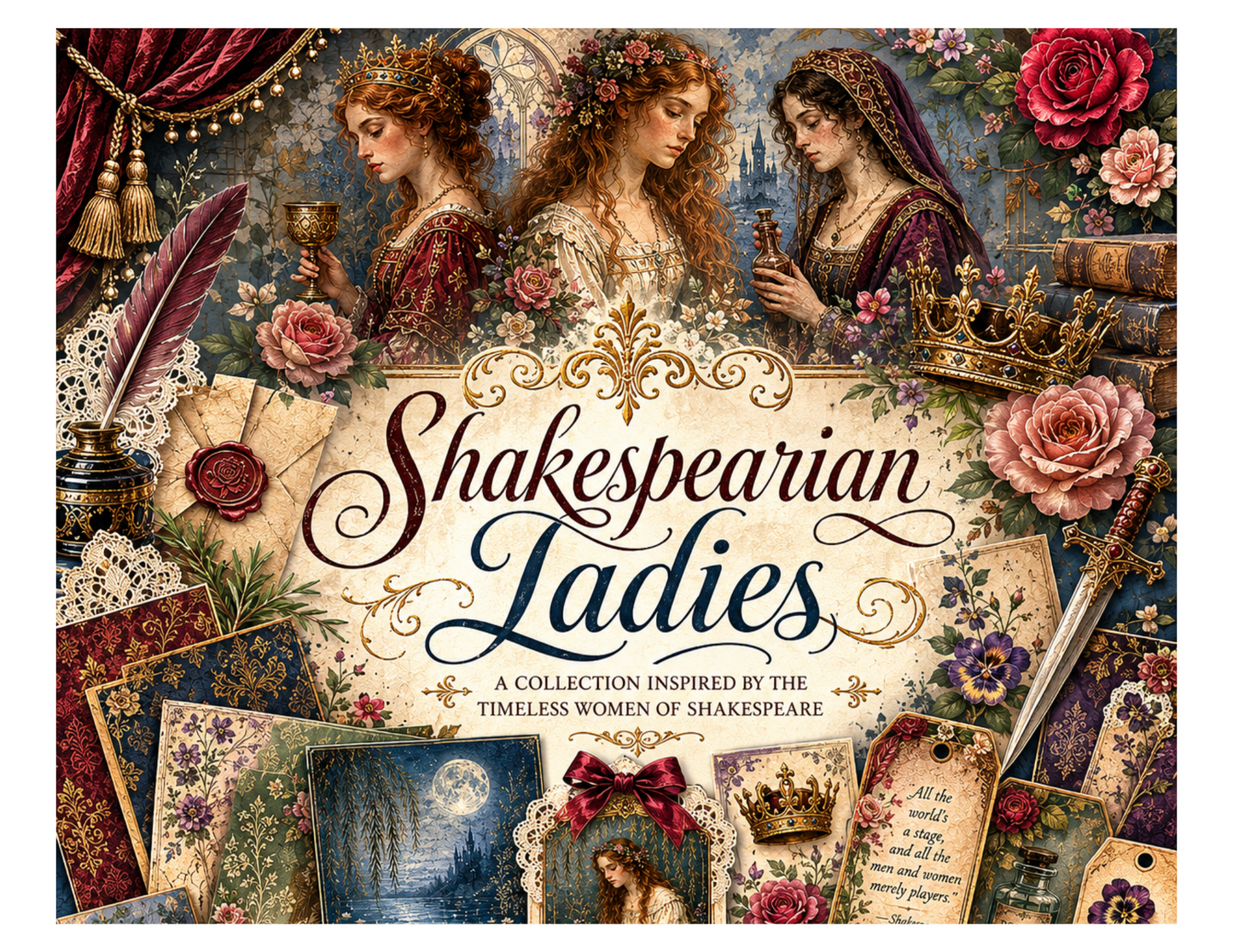 Shakespearian Ladies Themed Paper Pack