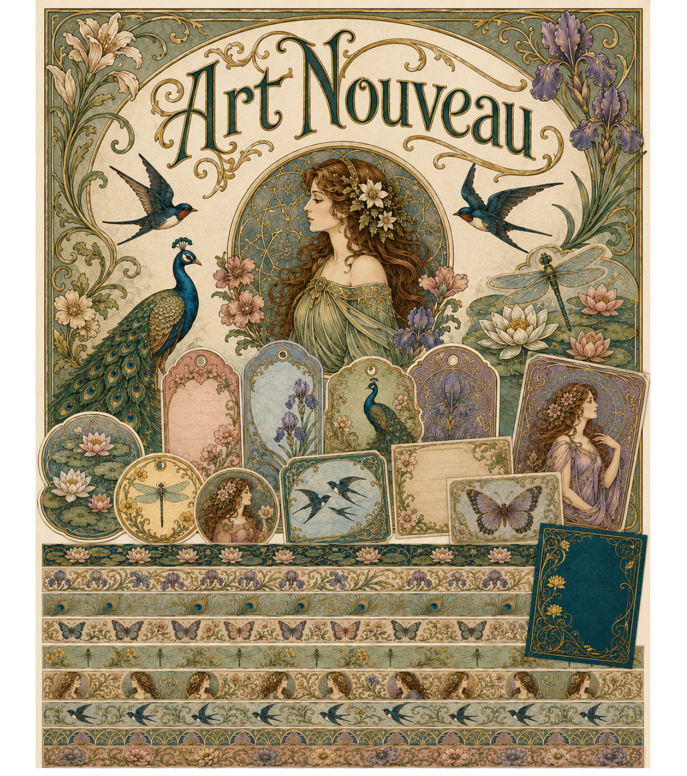 Art Nouveau Themed Paper Pack