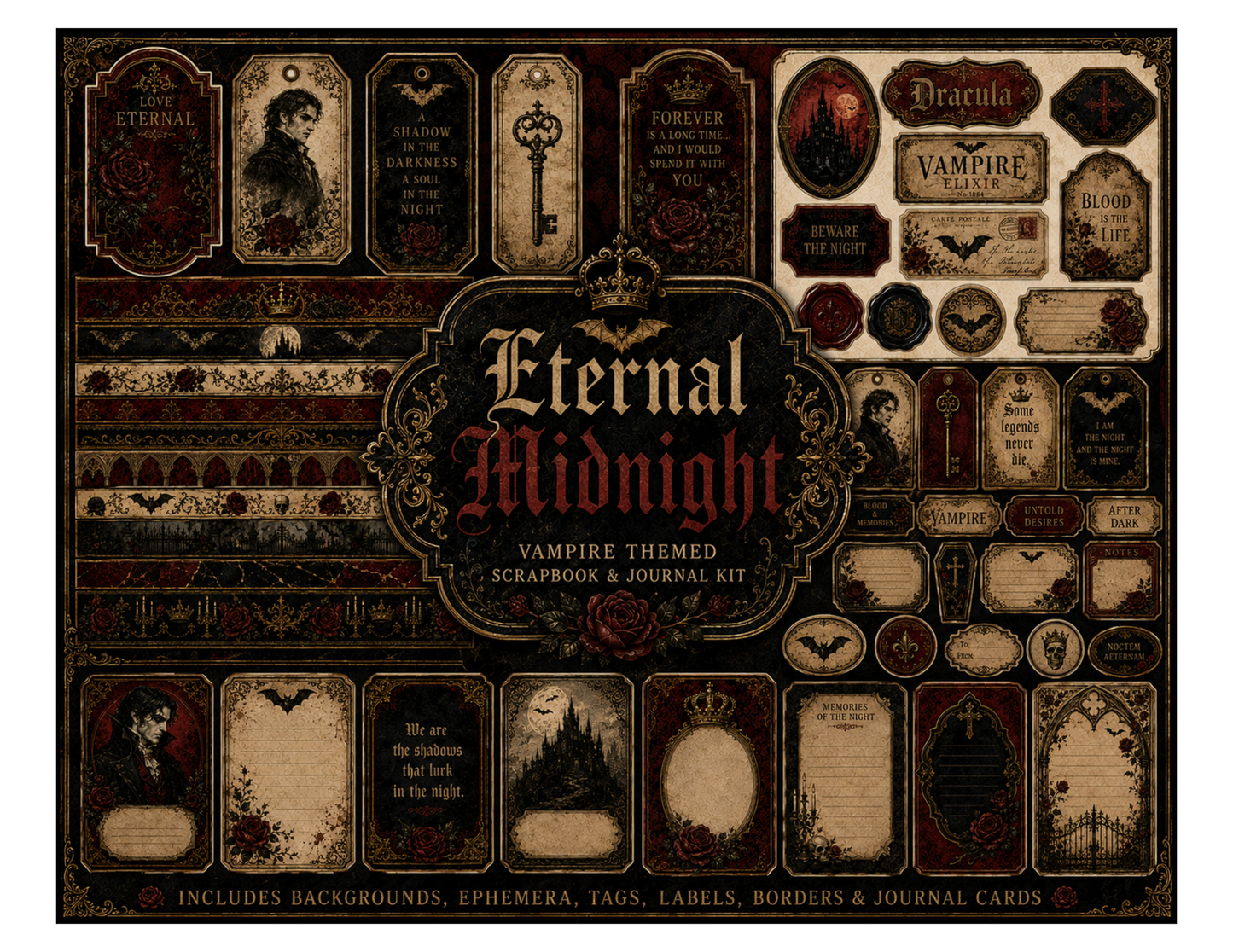 Eternal Midnight Themed Paper Pack