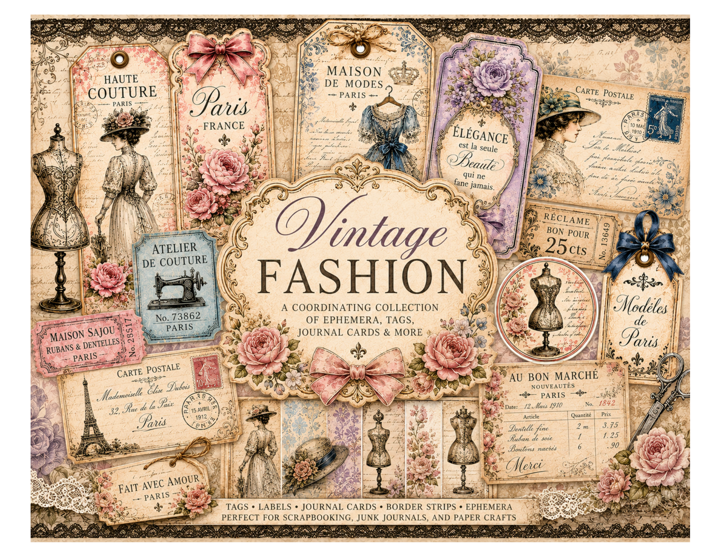 Vintage Fashion Themed Paper Pack