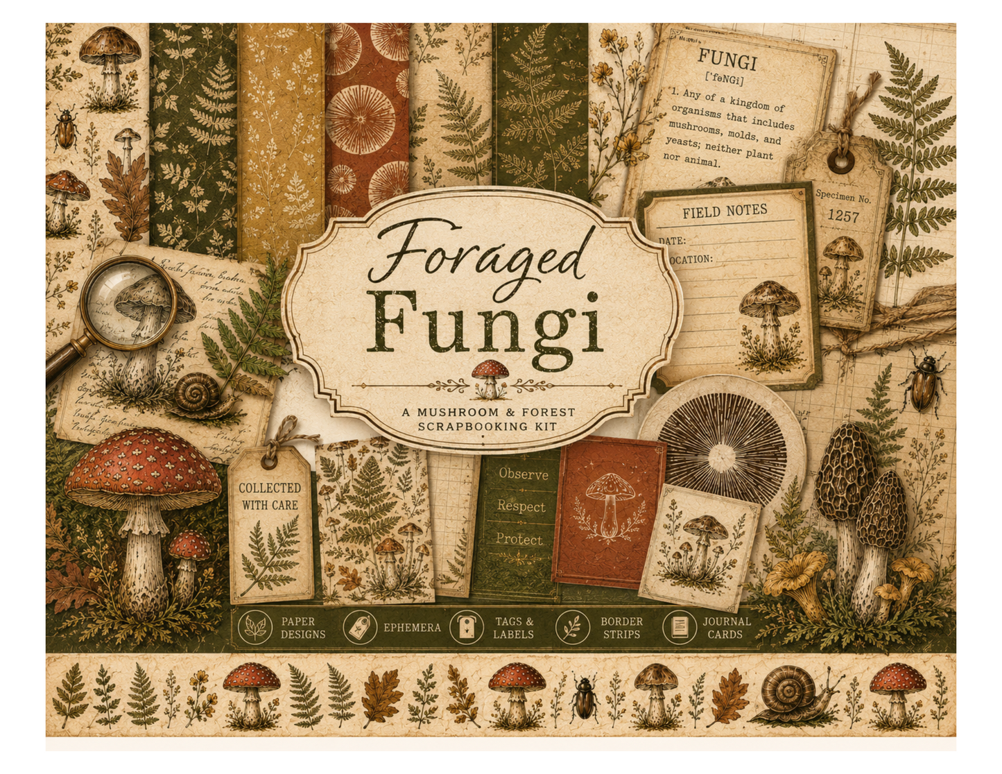 Foraged Fungi Themed Paper Pack
