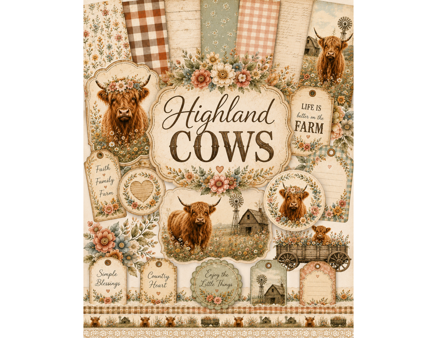 Highland Cow Themed Paper Pack