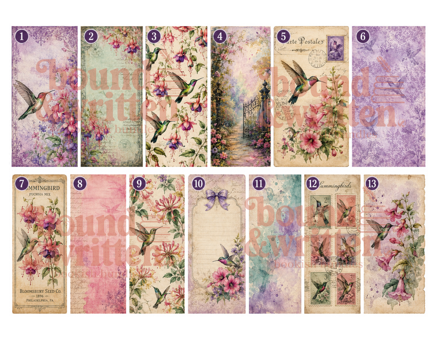 Victorian Hummingbird Themed Paper Pack