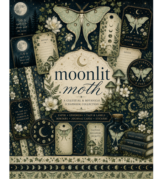 Moonlit Moth Themed Paper Pack
