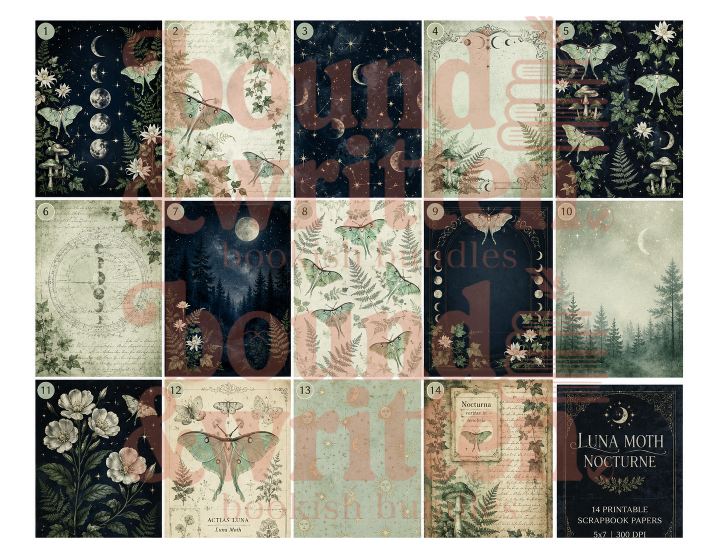 Moonlit Moth Themed Paper Pack