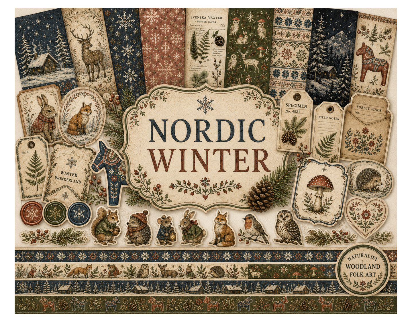 Nordic Winter Themed Paper Pack