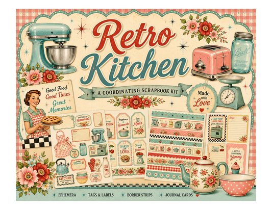 Retro Kitchen Themed Paper Pack