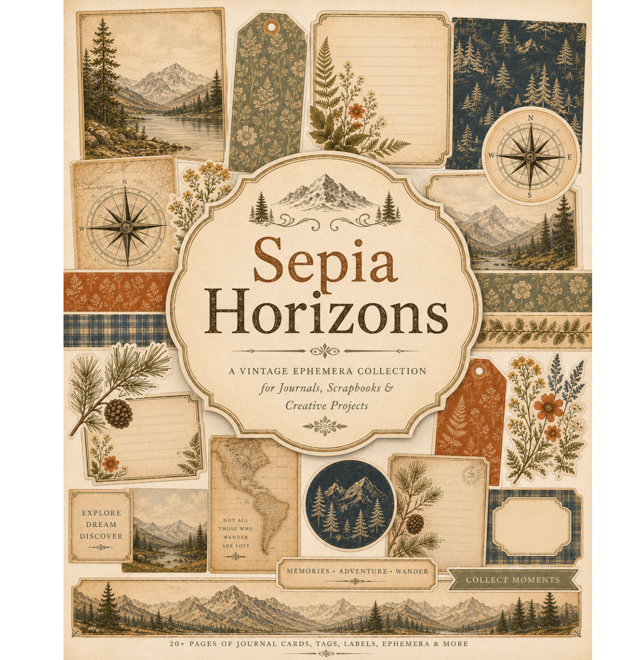 Sepia Horizons Themed Paper Pack