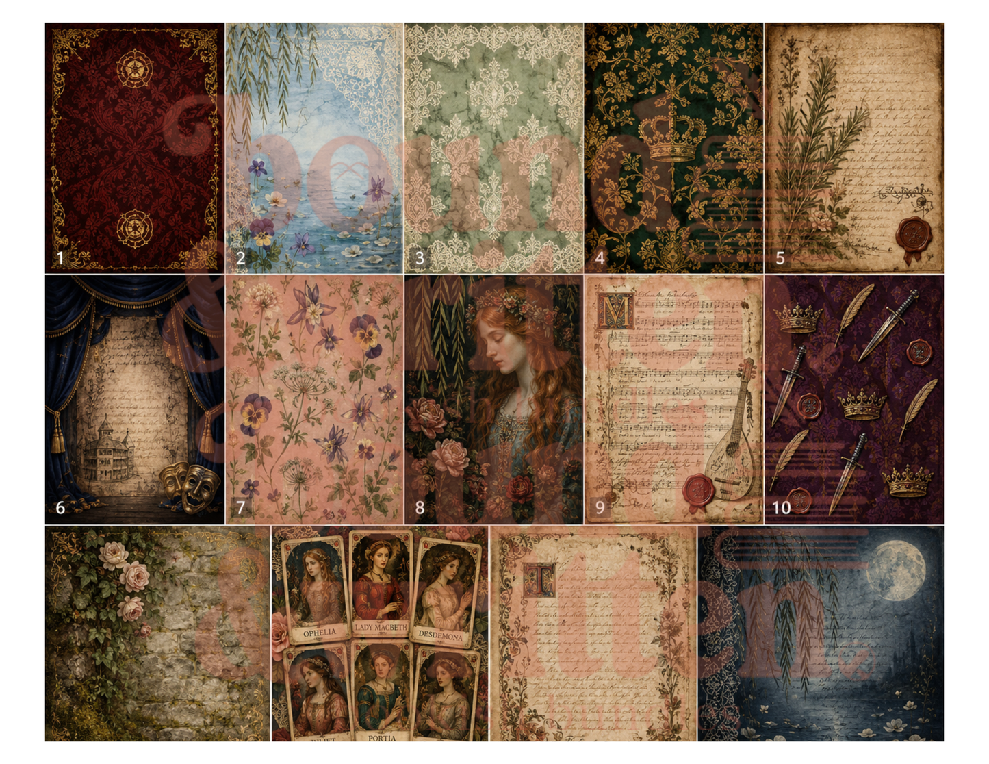 Shakespearian Ladies Themed Paper Pack