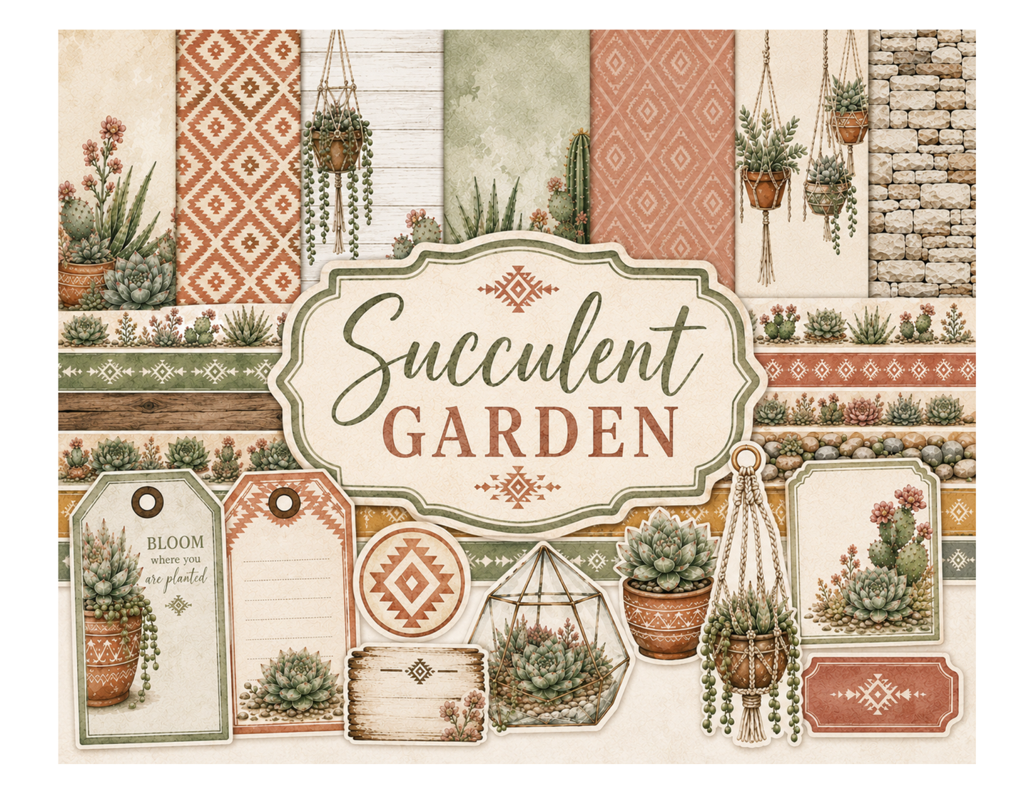 Succulent Garden Themed Paper Pack