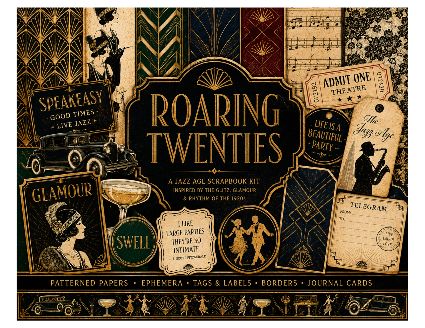 Roaring Twenties Themed Paper Pack