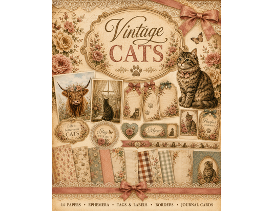 Vintage Cats Themed Paper Pack