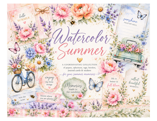 Watercolor Summer Themed Paper Pack